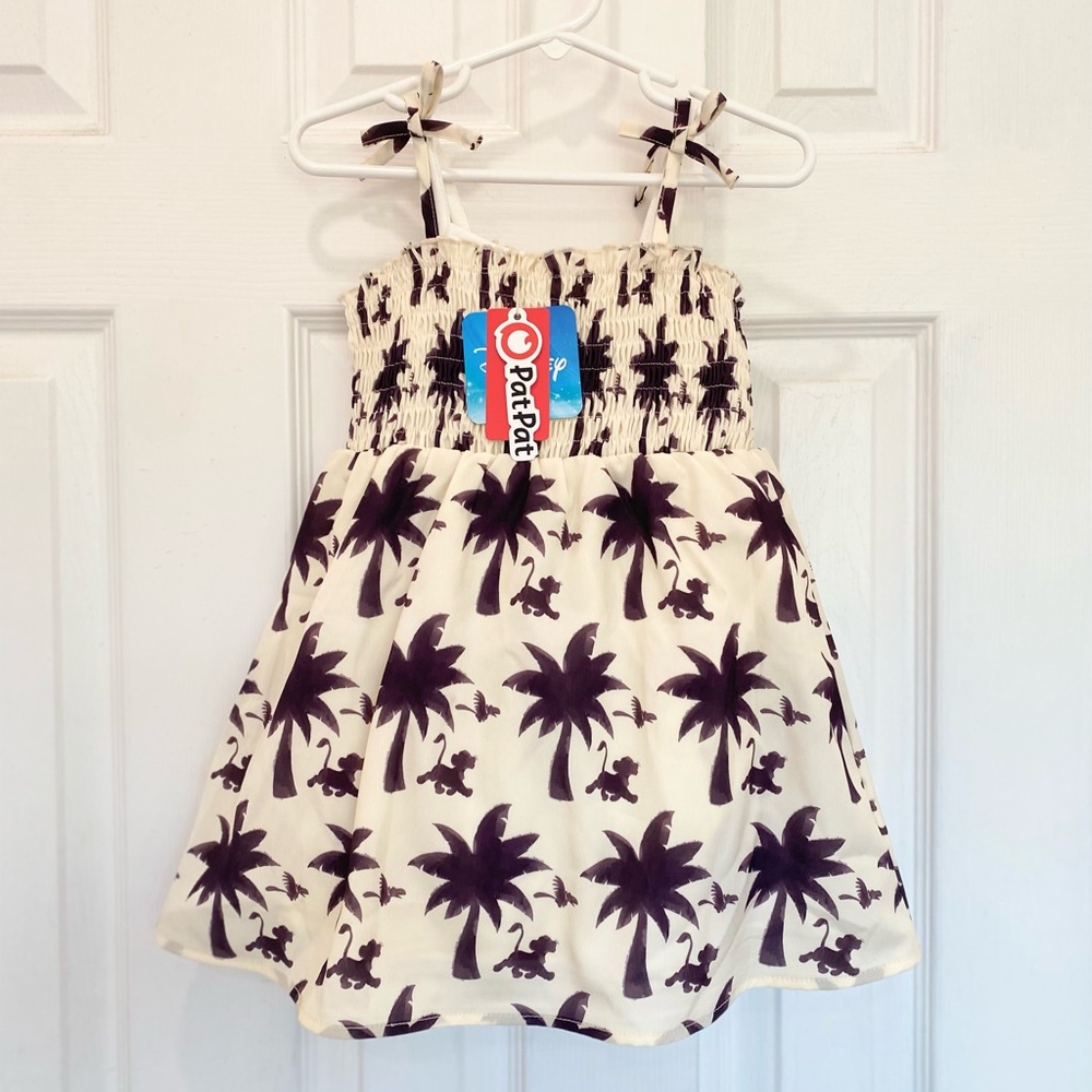 Disney Lion King Coconut Tree Print Smocking Cami Dress